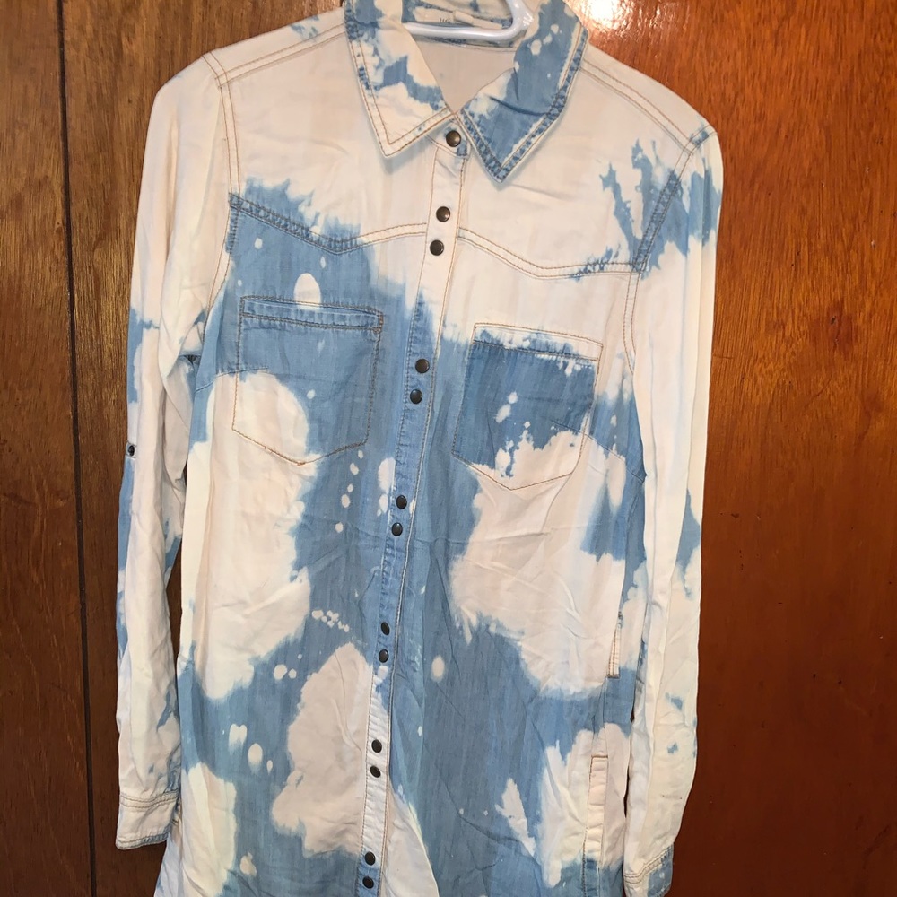 Jean tye-dye button down mini dress